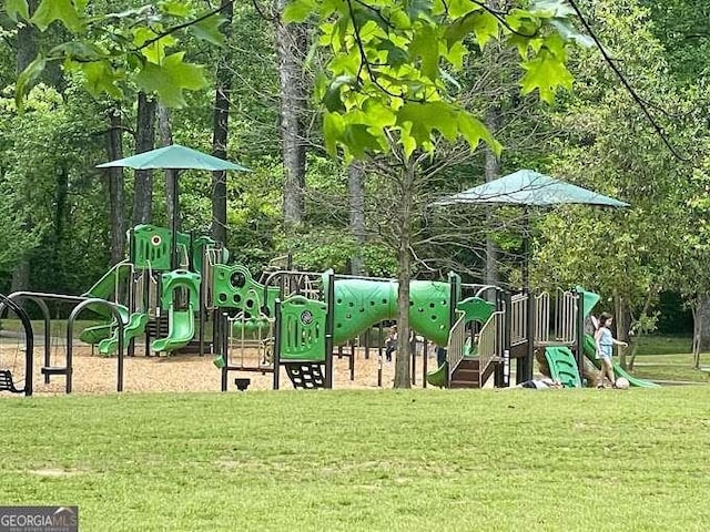 view of play area with a lawn