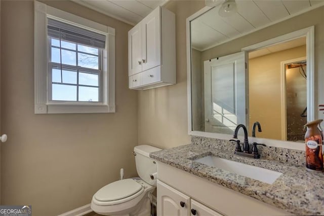 bathroom with toilet and vanity