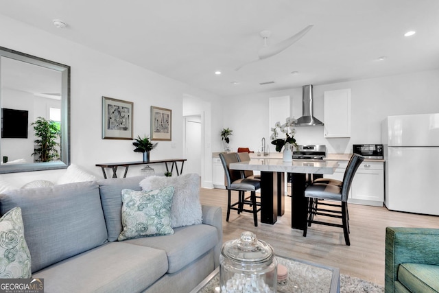 living room featuring light hardwood / wood-style flooring