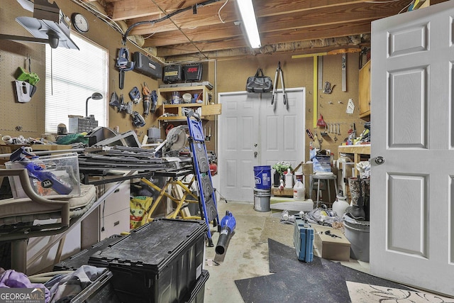 interior space with a workshop area