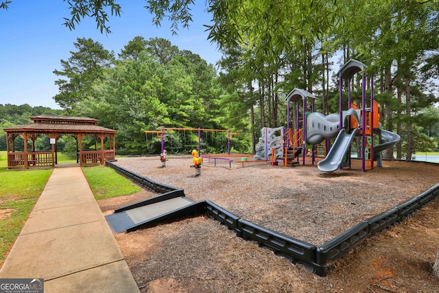 view of playground with a gazebo