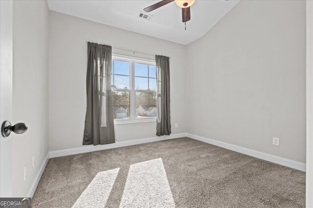 206 Glacier Ct, Carrollton, GA 30117 - carpeted spare room featuring ceiling fan, baseboards, and lofted ceiling