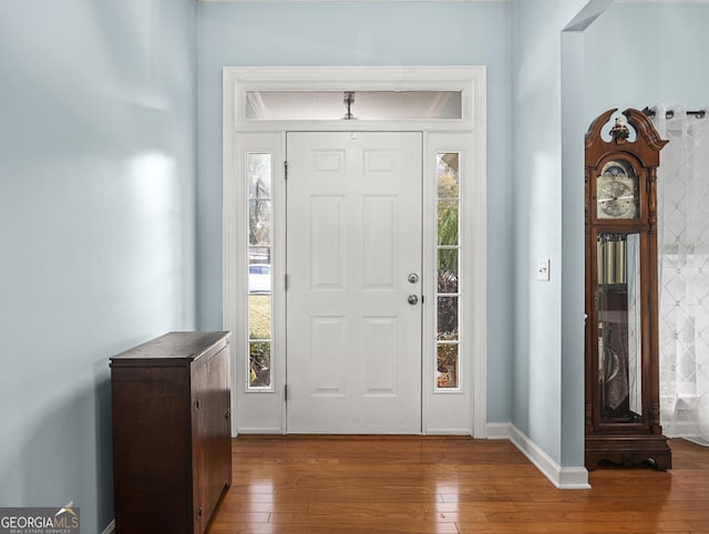 foyer entrance featuring hardwood / wood-style flooring