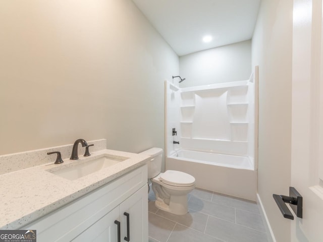 4392 Navajo Ln SE, Acworth, GA 30102 - bathroom featuring shower / bath combination, tile patterned floors, vanity, and toilet