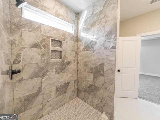 4392 Navajo Ln SE, Acworth, GA 30102 - bathroom with visible vents and a tile shower