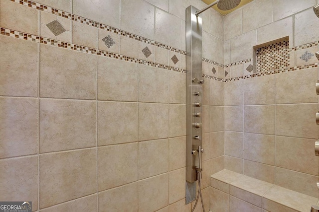 details with a tile shower