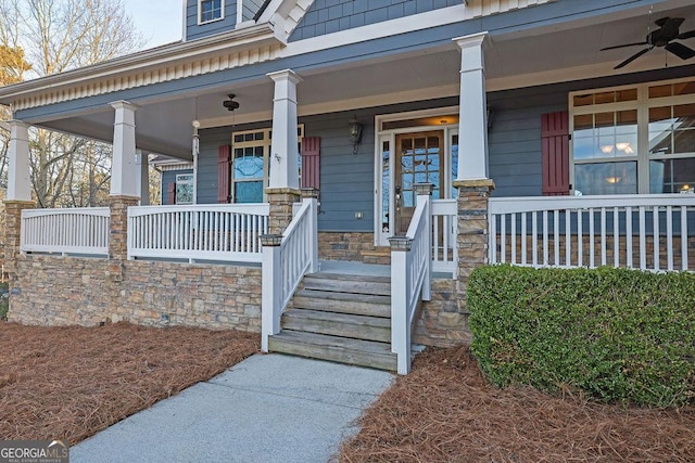 entrance to property featuring a porch