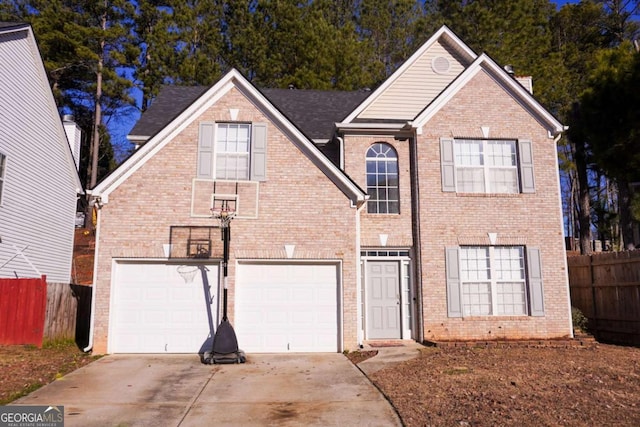 view of front property with a garage