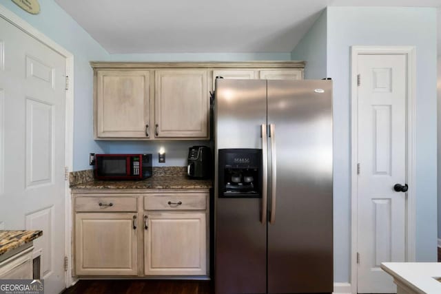 kitchen with stainless steel fridge