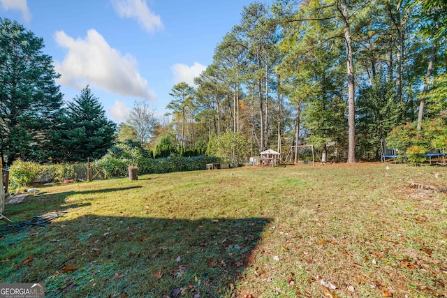 view of yard with a trampoline