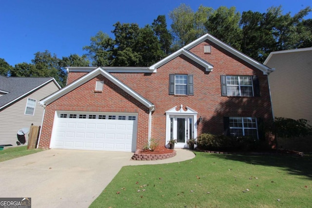 view of front of home featuring a garage and a front yard