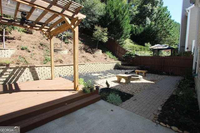 view of patio / terrace featuring a pergola and a deck