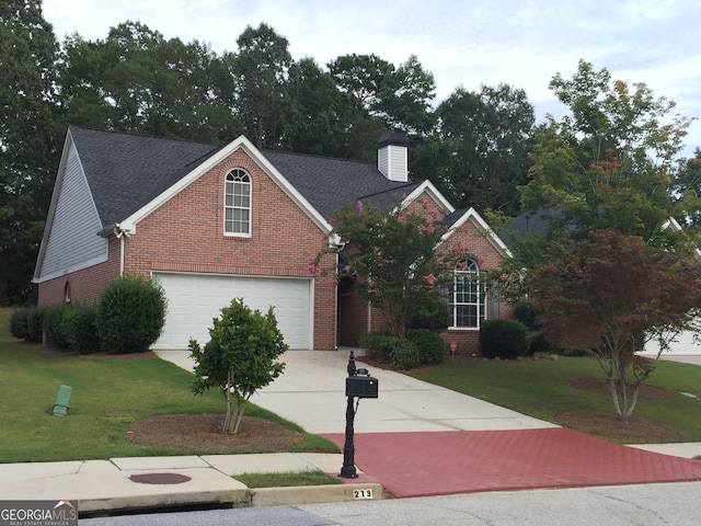 front of property with a garage and a front yard