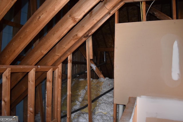 view of unfinished attic