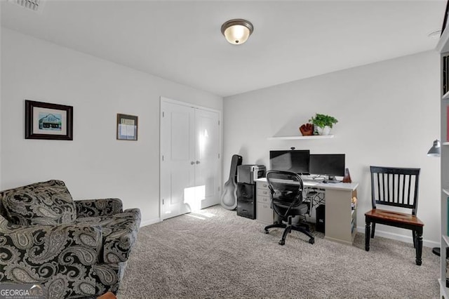 office with light colored carpet