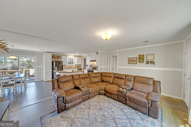 living room featuring hardwood / wood-style flooring