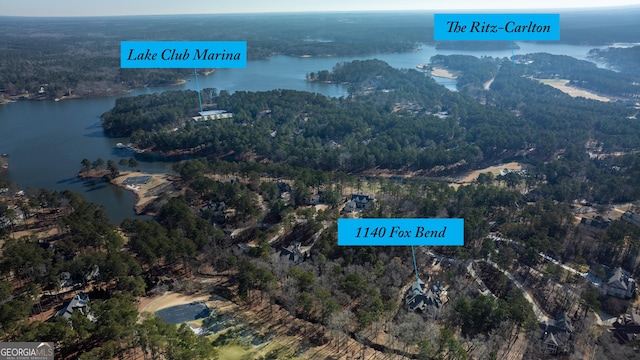 1140 Fox Bnd, Greensboro, GA 30642 - aerial view of property's location featuring a heavily wooded area and a nearby body of water