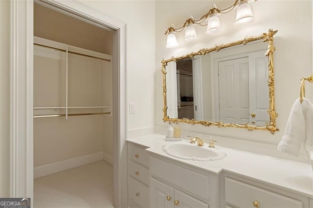 bathroom with vanity and tile patterned floors