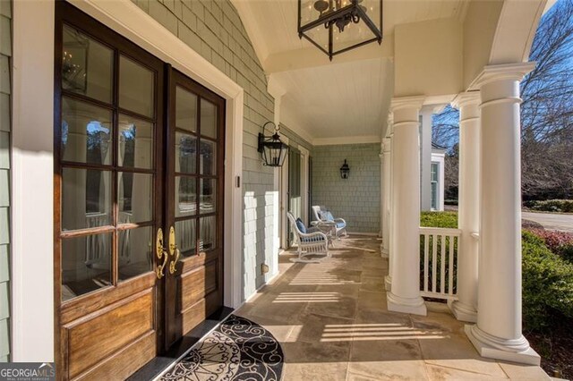 balcony featuring covered porch