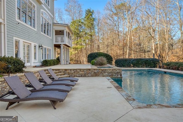 view of swimming pool with a patio area