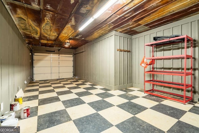 garage with a garage door opener