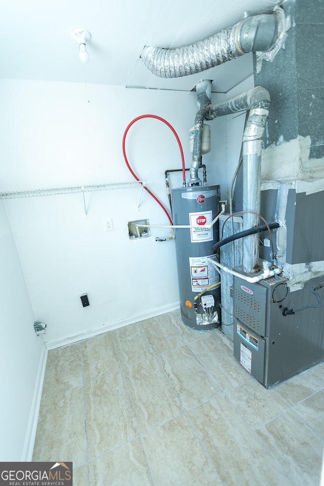 utility room with water heater