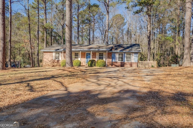 view of single story home