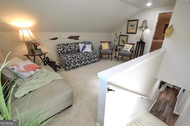 interior space featuring lofted ceiling