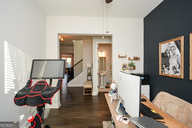 interior space featuring dark wood-type flooring