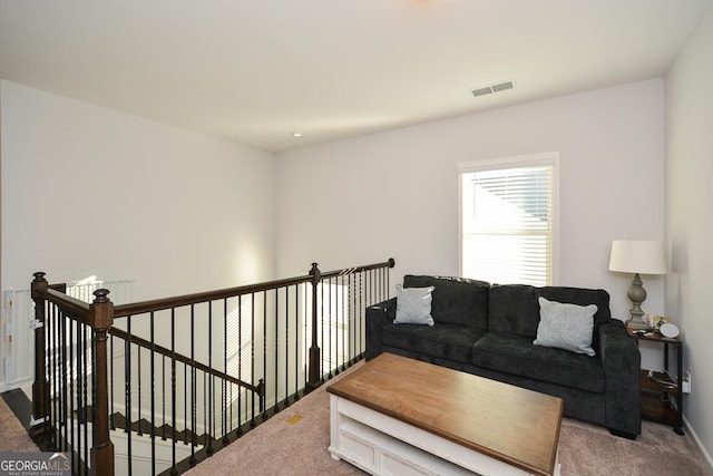 living room featuring carpet flooring