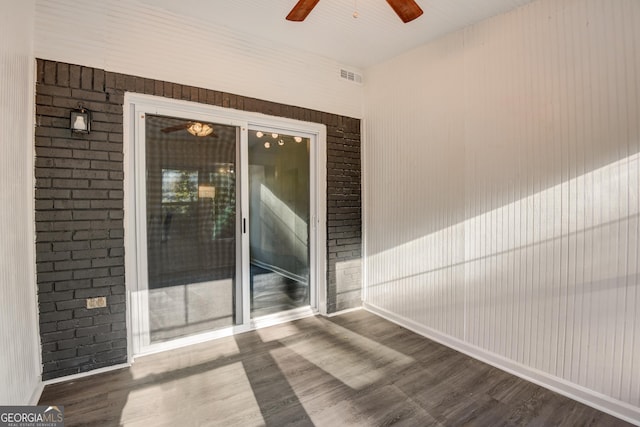 interior space featuring ceiling fan