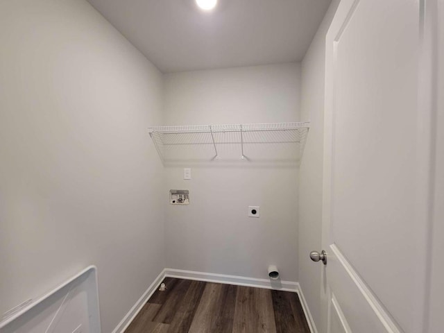 laundry room featuring washer hookup, dark hardwood / wood-style floors, and hookup for an electric dryer