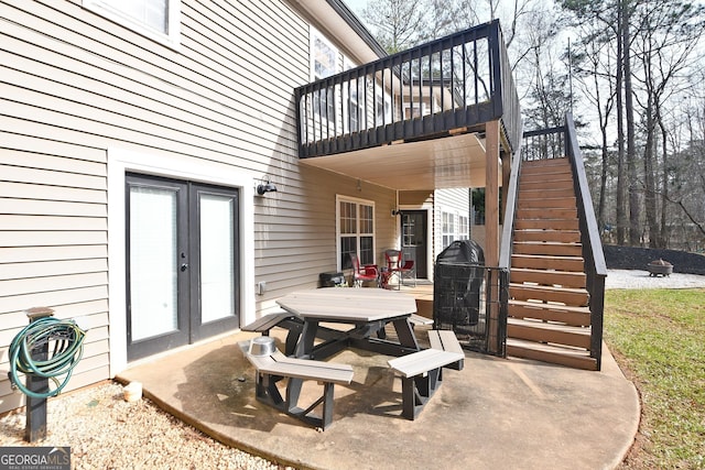 view of patio with french doors and grilling area