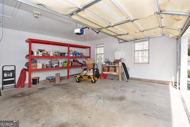 garage with a garage door opener