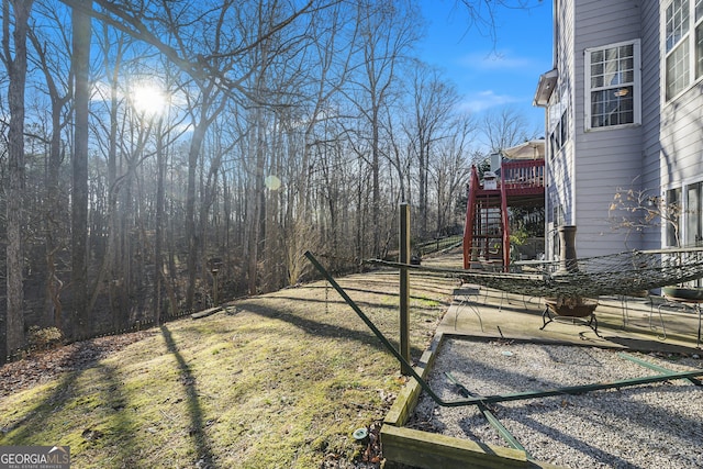 view of yard with a patio and a deck