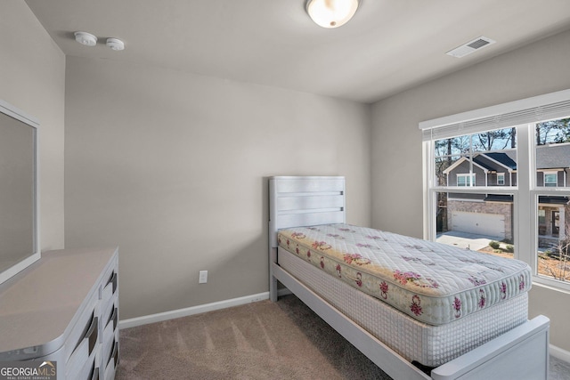 bedroom featuring multiple windows and carpet floors