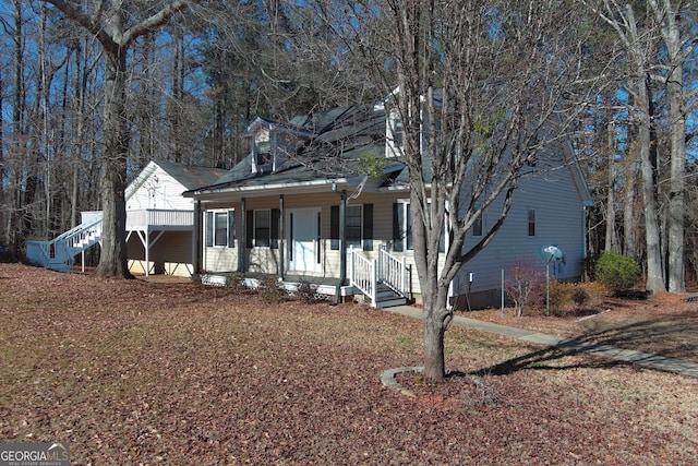 view of front facade featuring covered porch