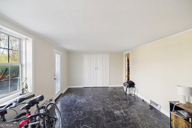 interior space with crown molding