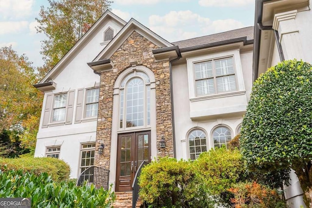 view of front of property with french doors