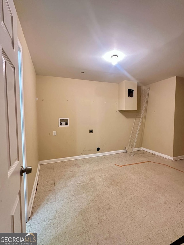 clothes washing area featuring electric dryer hookup and hookup for a washing machine