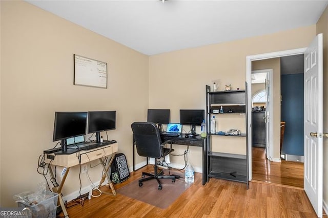 office area featuring hardwood / wood-style flooring