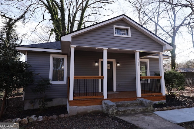 bungalow-style house with a porch