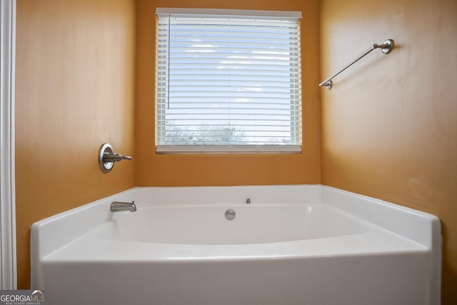 bathroom featuring a washtub