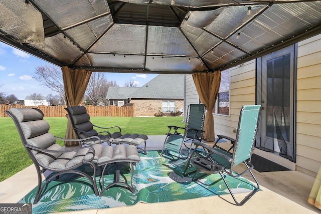 view of patio featuring a gazebo