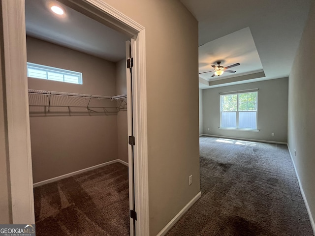 143 Madeira Dr, Brunswick, GA 31523 - corridor featuring carpet flooring, baseboards, and a tray ceiling