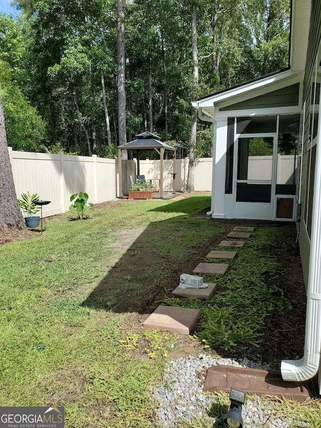 view of yard featuring a gazebo