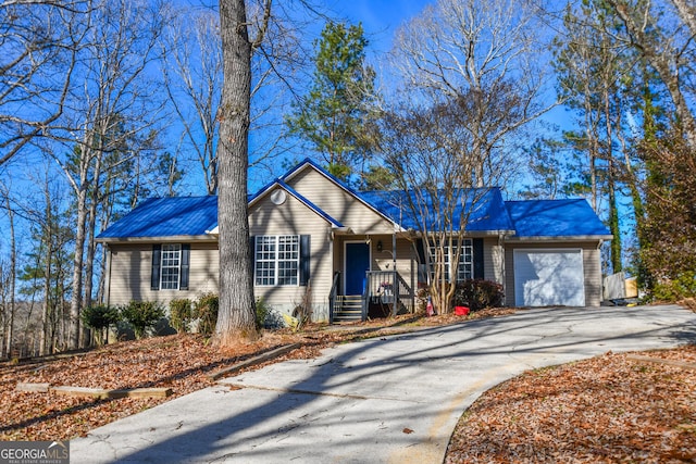 single story home with a garage