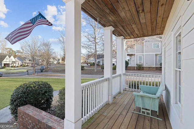 wooden deck featuring a porch