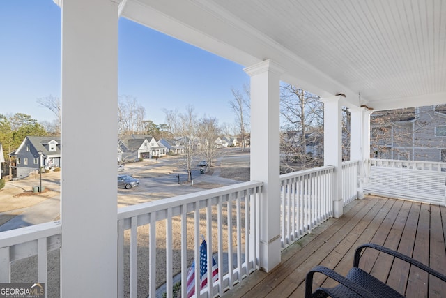 wooden terrace with covered porch