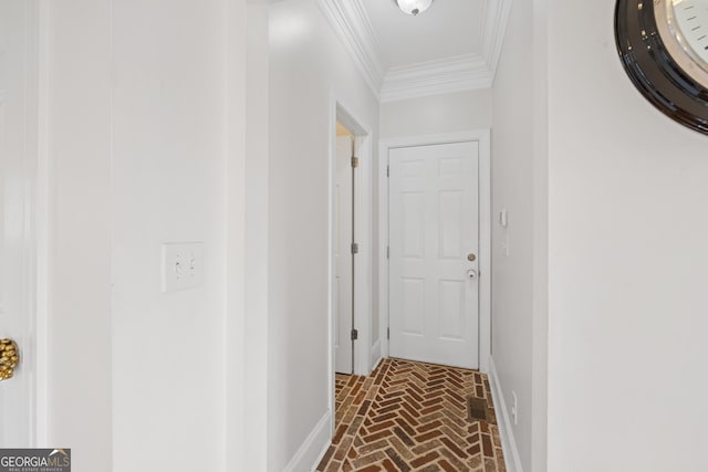 hallway with ornamental molding